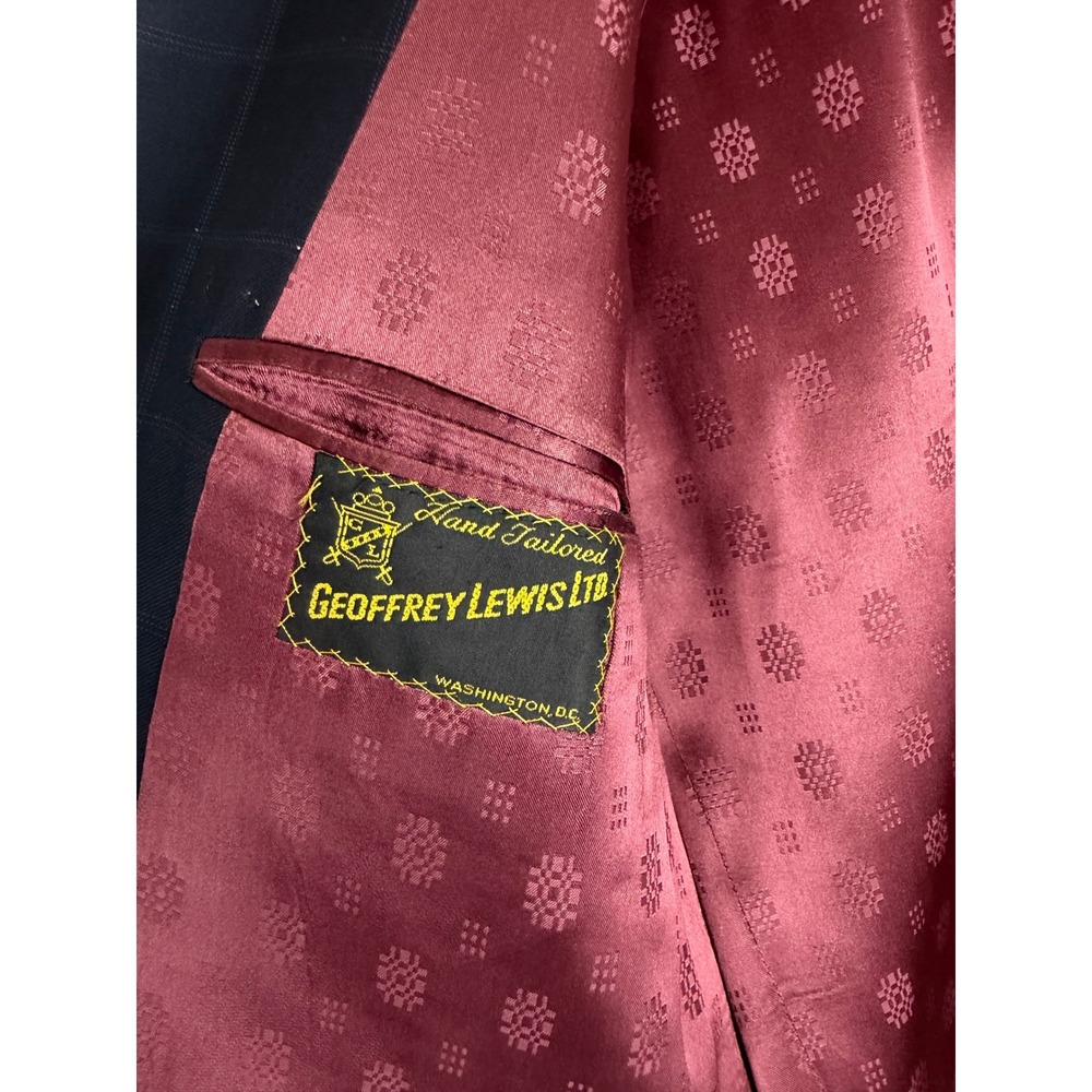 Mercury Super 120s Wool Blazer Navy Blue Windowpane Bespoke Sport Coat 42L - Picture 5 of 10